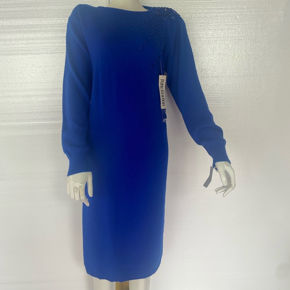 Vintage NWT sweater dress w sequins beads 80s 90s